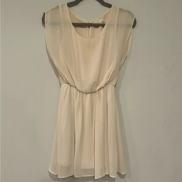 Lush | Dresses | Lush Beige Cream Sleeveless Chiffon Flowy Aline Mini Dress  | Poshmark